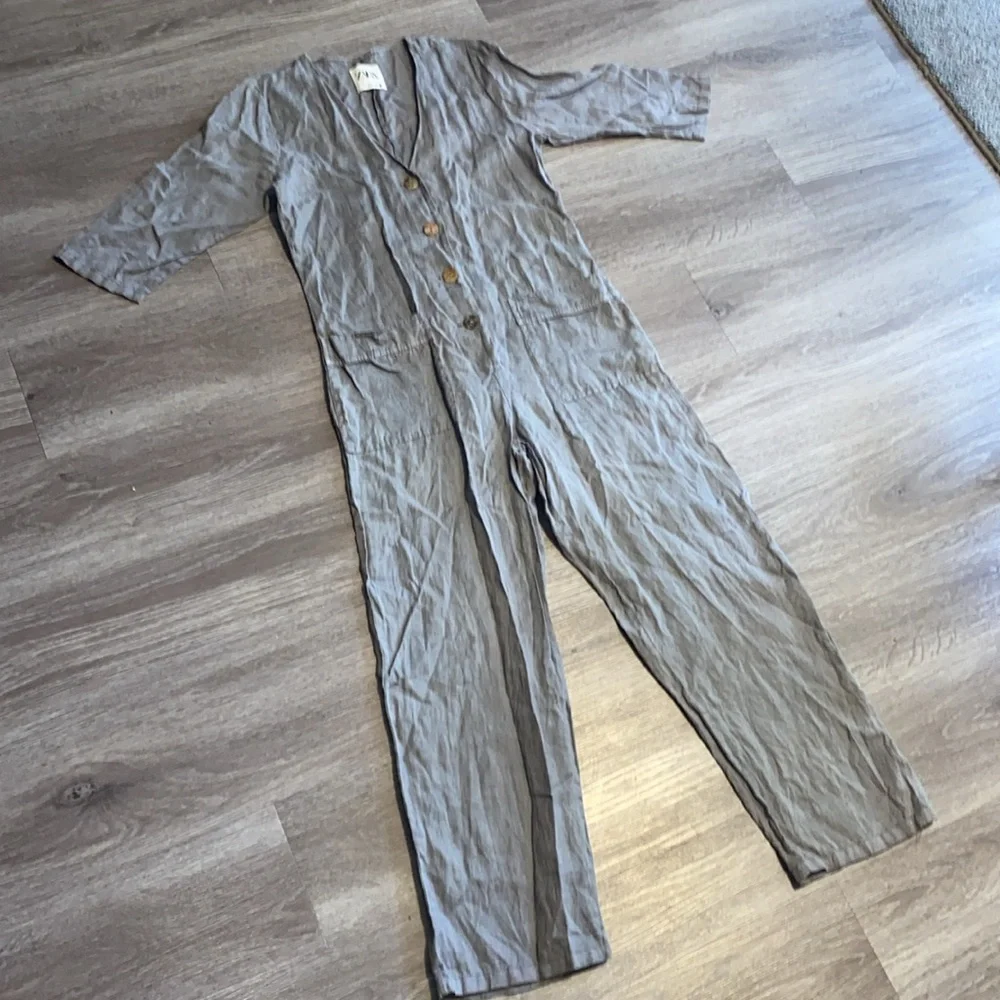 Zara Light Gray Button Down Romper